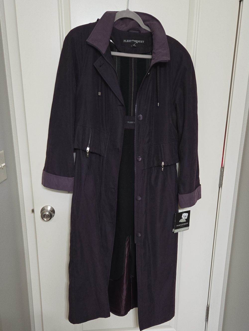 Fleet Street Women's Purple Long Trench Coat